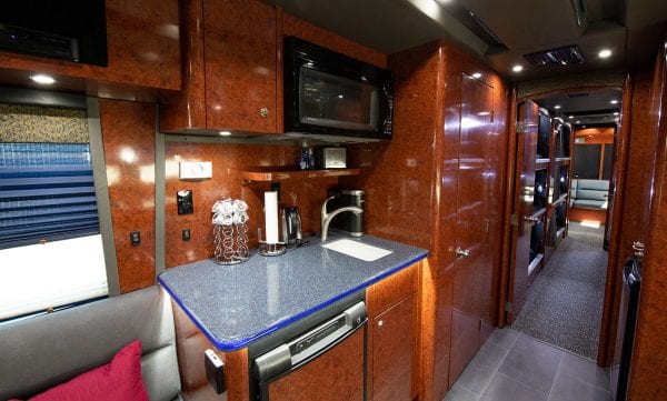 Galaxy tour bus kitchen